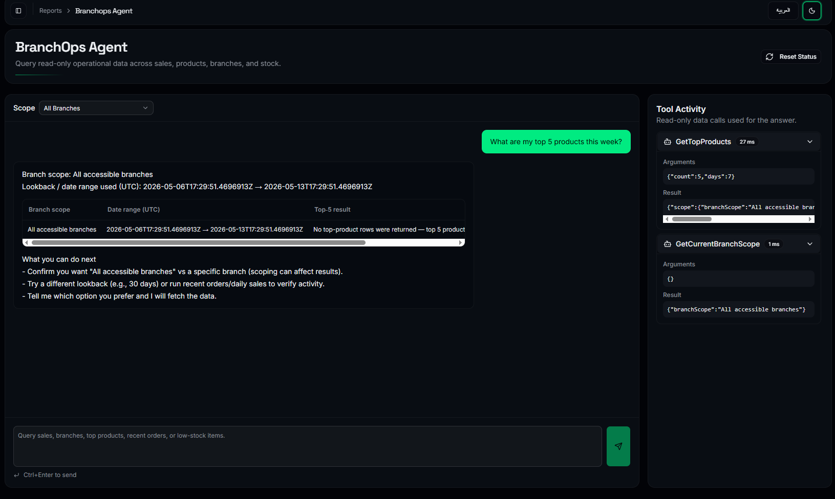 BranchOps AI agent