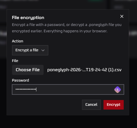 Poneglyph file encryption and decryption